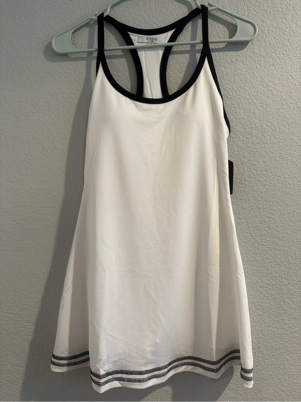 Athletic White Racerback Mini Dress with Black Trim